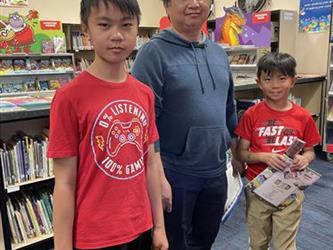 elementary students with parent